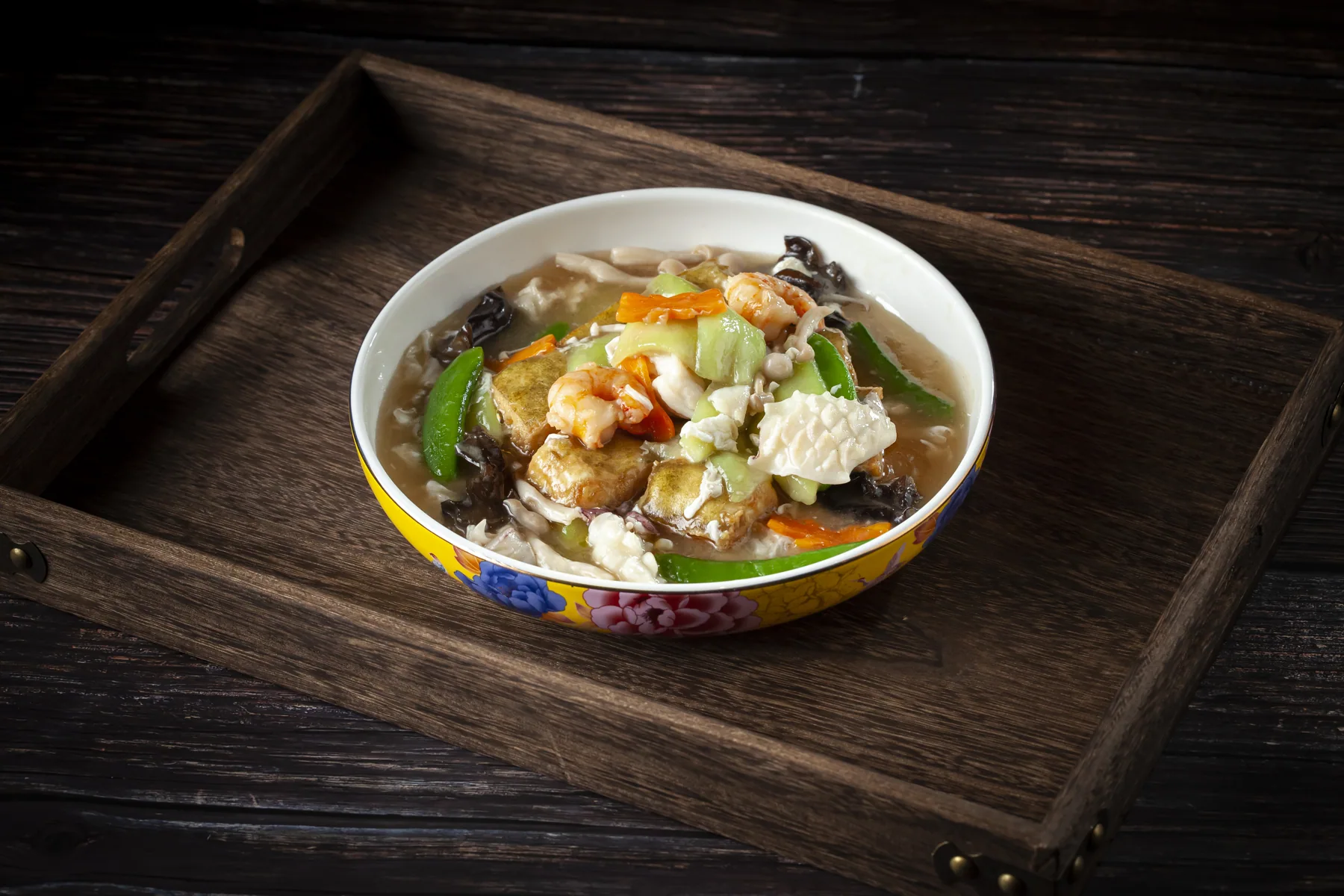 Luffa Seafood Braised Tofu