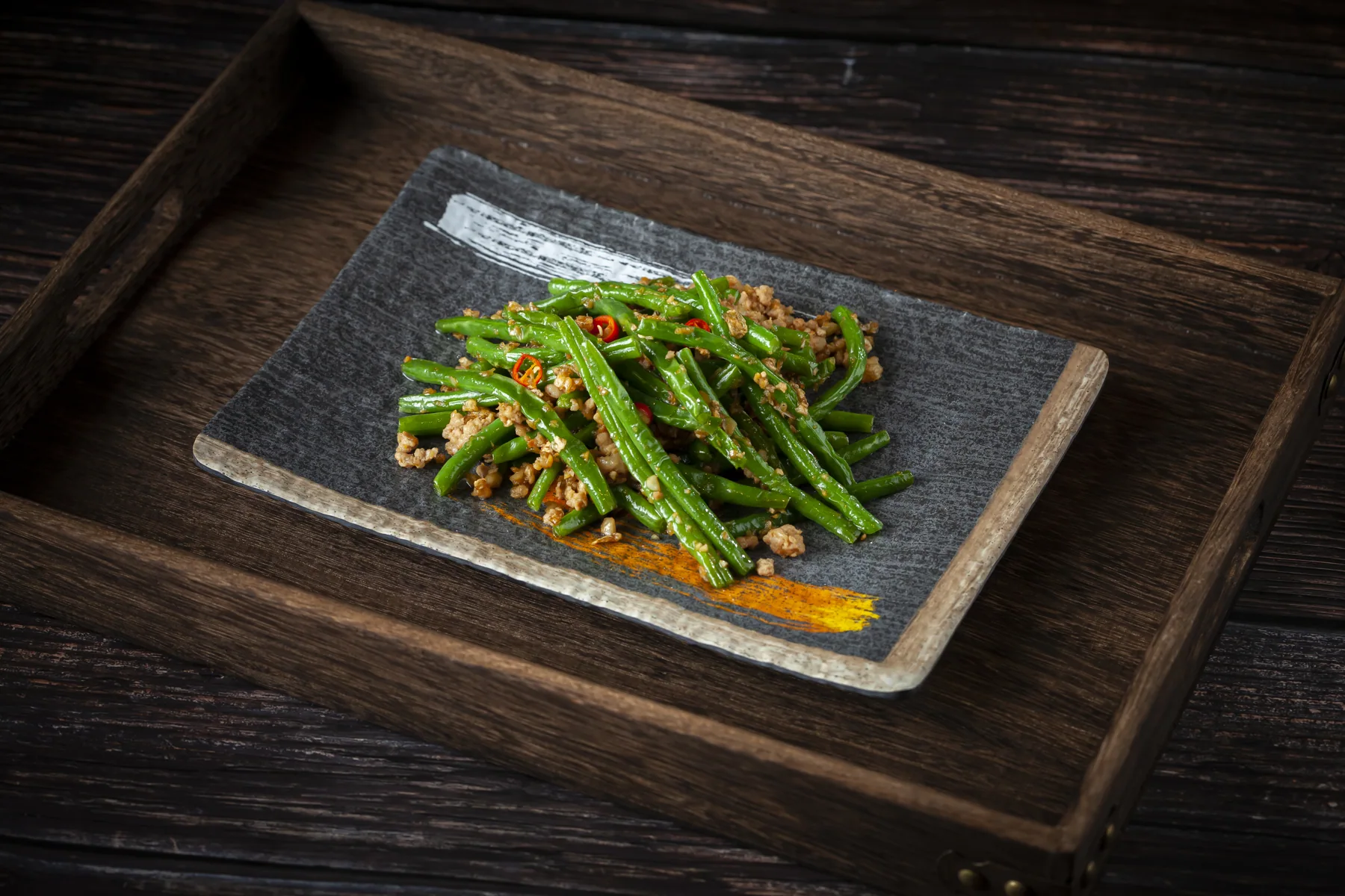 Spicy Fried Shrimp with Pea Sprouts