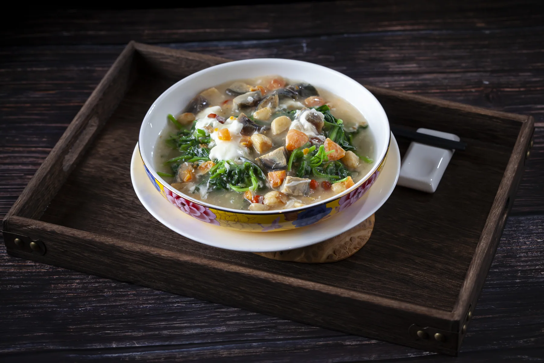 Amaranth in Premium Broth with Golden & Silver Egg