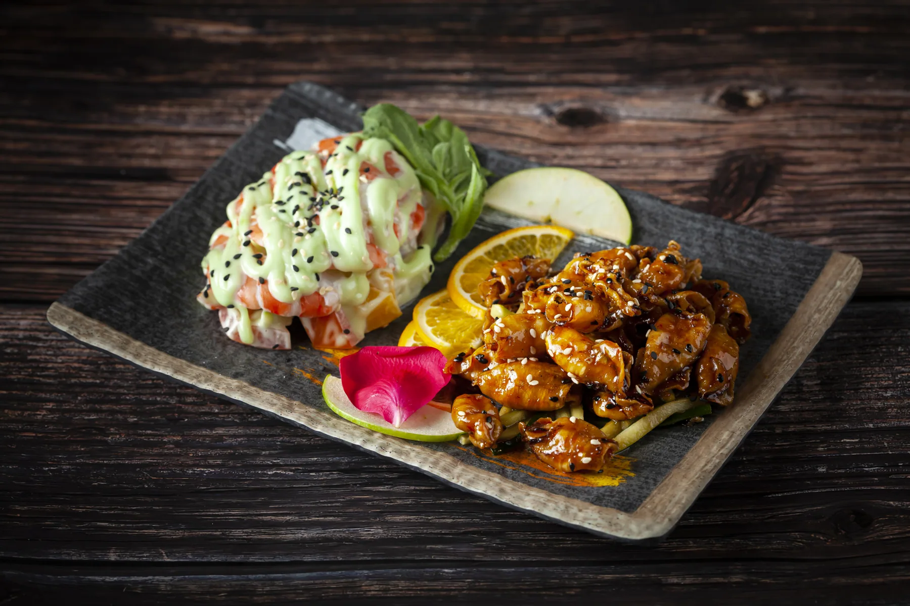 Crispy Fried Baby Squids & Wasabi Sauce Cold Deshelled Prawn Platter